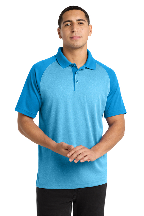 Sport-Tek® PosiCharge® RacerMesh® Raglan Heather Block Polo