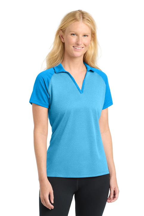 Sport-Tek® Women's PosiCharge® RacerMesh® Raglan Heather Block Polo
