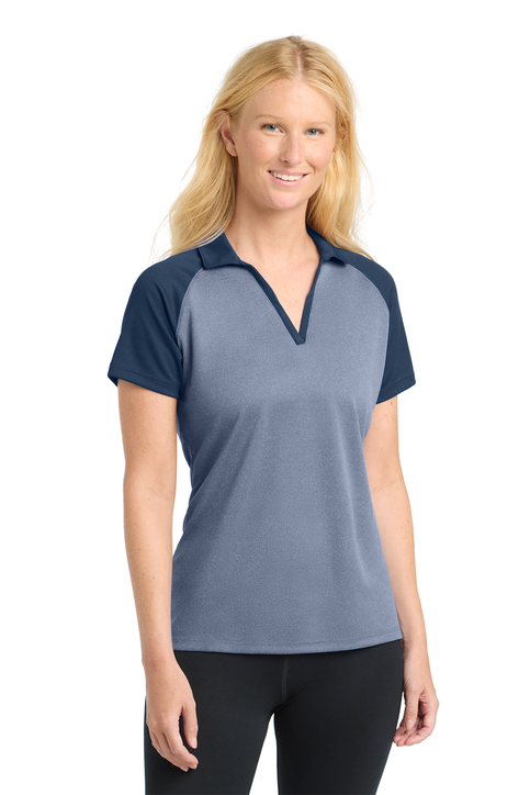 Sport-Tek® Women's PosiCharge® RacerMesh® Raglan Heather Block Polo