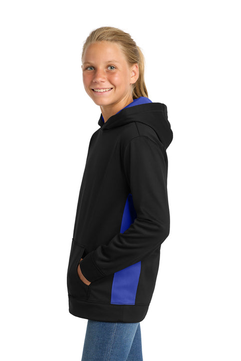 Sport-Tek® Youth Sport-Wick® Fleece Colorblock Hooded Pullover