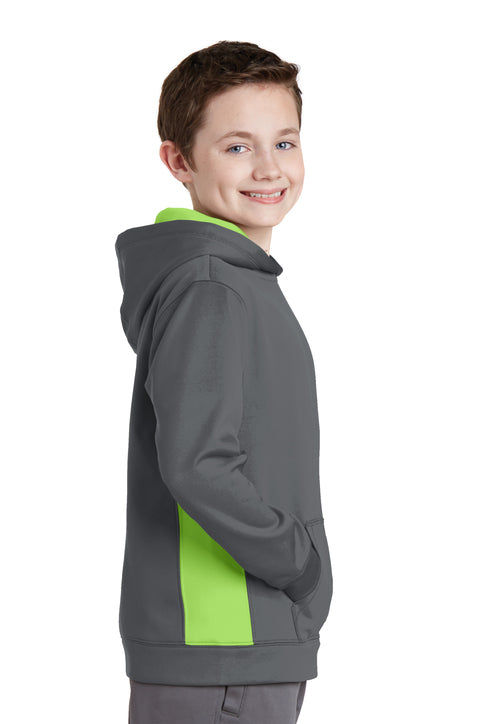 Sport-Tek® Youth Sport-Wick® Fleece Colorblock Hooded Pullover